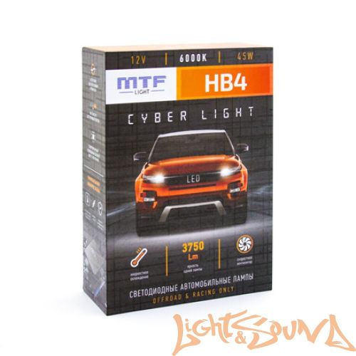 Светодиод головного света MTF Light, Cyber Light, 3750lm, 12V, 45W, 6000K, HB4(9006) (2шт)