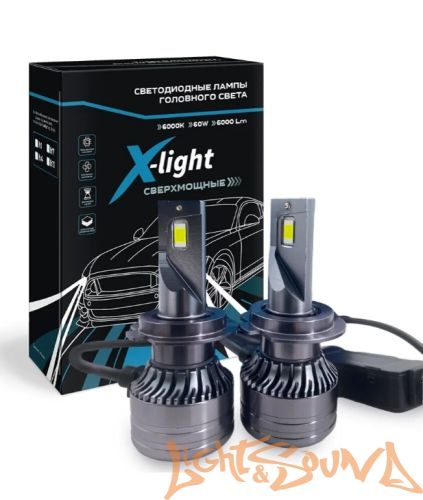 X-LIGHT bluebox H7, 60W, 6000K, 6000Lm, 9-36V (2шт)