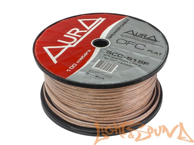 Aura SCC-515F Кабель акустический,OFC, плоский, 1,5мм2, 16Ga,100м в катушке Aura SCC-515F Кабель акустический,OFC, плоский, 1,5мм2, 16Ga,100м в катушке