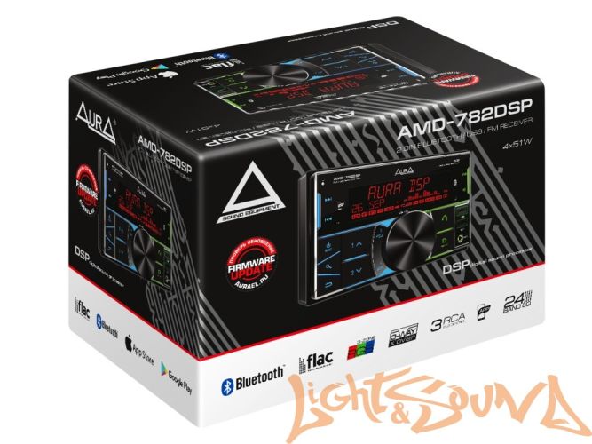 Aura AMD-782DSP 2DIN USB-ресивер, 4x51, USB/FM/AUX/BT,3RCA,DSP, RGB-подсветка Aura AMD-782DSP 2DIN USB-ресивер, 4x51, USB/FM/AUX/BT,3RCA,DSP, RGB-подсветка