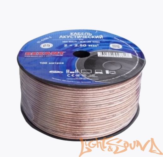 REXANT  2*2,5 Кабель акустический прозрачный OFC  Медь 100%, 100м в катушке REXANT  2*2,5 Кабель акустический прозрачный OFC  Медь 100%, 100м в катушке