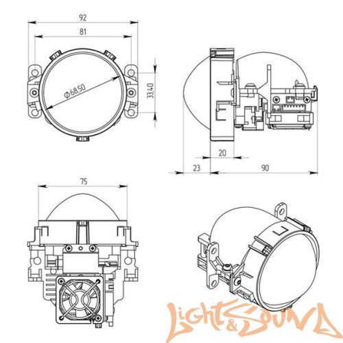 Бидиодная линза Dixel GTR mini BI-LED 3.0" 4500К, 1шт
