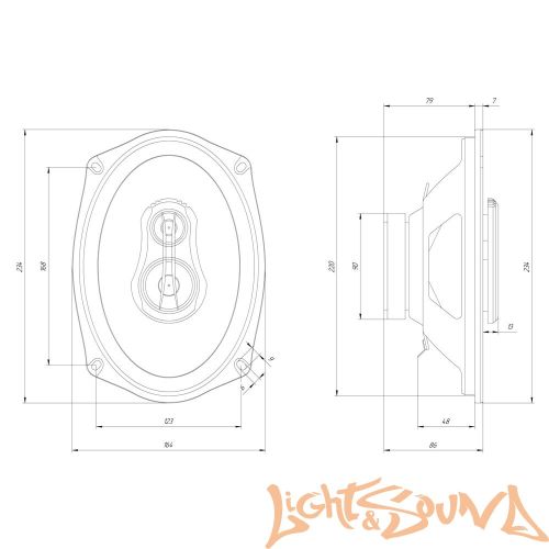 Oris Electronics JB-693Q 6x9" (16x23 см) 3-полосная коаксиальная акустическая система