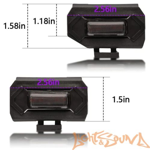 Ходовые габаритные огни в решетку радиатора черные прямоугольные, оранжевый цвет 12В, 4шт