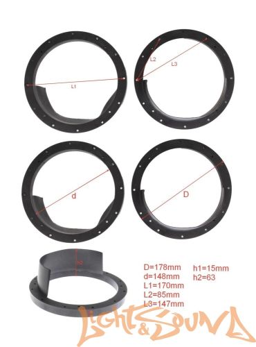 Водозащитный козырёк 6.5" с подиумом (пластик, ср. жестк.), 2шт