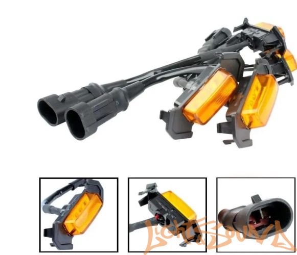 Автомобильная подсветка решетки радиатора, янтарный цвет 12V/2,2W, 4шт