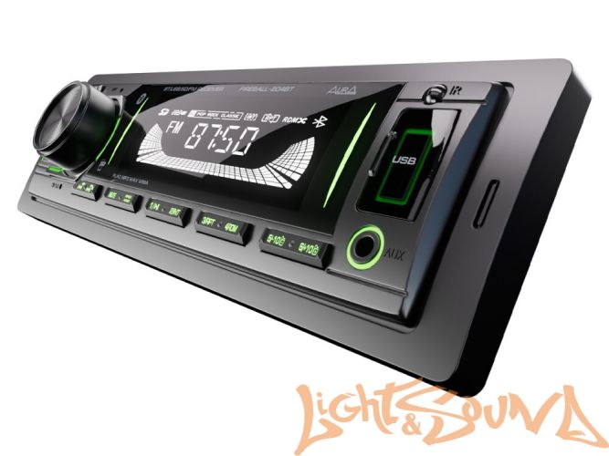 Aura Fireball-204BT USB-ресивер, 12-24V 4x36w, USB SD/FM/AUX/BT, 2 RCA, VA, зеленая подсветка