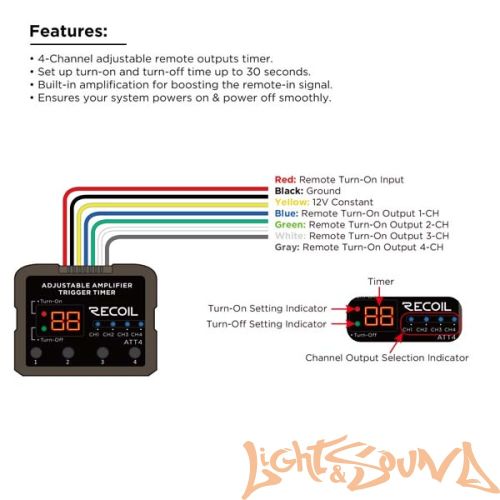 Реле Recoil ATT4 задержки включения и отключения оборудования, 12V