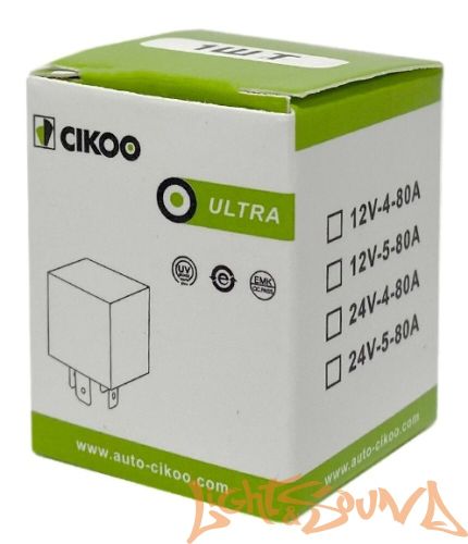 Реле силовое 12V 5 конт. 80A с индикатором,ушко+кронштейн