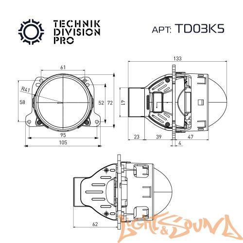 Бидиодная линза MTF light Bi-LED TECHNIK DIVISION PRO бескорпусный, линзованный, 3", 6000K, 1шт