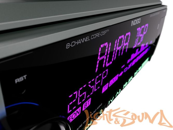 Aura INDIGO-877DSP-MKII USB-ресивер, 4х51w, USB (1.2A)/FM/AUX/BT,4RCA,DSP,RGB подсветка
