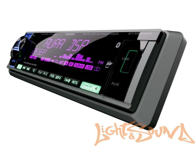 Aura INDIGO-877DSP-MKII USB-ресивер, 4х51w, USB (1.2A)/FM/AUX/BT,4RCA,DSP,RGB подсветка