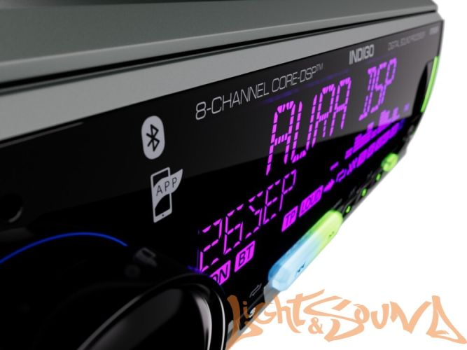 Aura INDIGO-878DSP-MKII USB-ресивер, 4х51w, USB (1.2A)/FM/AUX/BT,4RCA,DSP,RGB подсветка