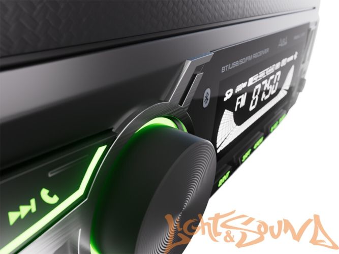 Aura Fireball-101BT USB-ресивер, 12V 4x36w, 2USB SD/FM/AUX/BT, 2 RCA, VA, зеленая подсветка