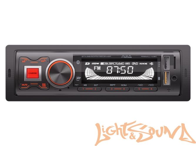 Aura Fireball-103BT USB-ресивер, 12V 4x36w, 2USB SD/FM/AUX/BT, 2 RCA, VA, красная подсветка