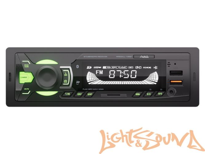 Aura Fireball-105BT USB-ресивер, 12V 4x36w, 2USB SD/FM/AUX/BT, 2 RCA, VA, зеленая подсветка