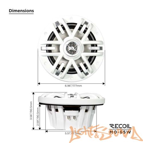 Recoil MO-65W Marine 6.5" (16,5 см), 2-полосная коаксиальная акустическая система для катера,белые