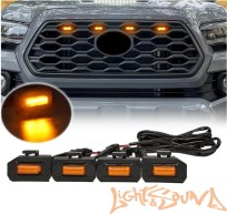  Ходовые габаритные огни в решетку радиатора черные прямоугольные, оранжевый цвет 12В, 4шт