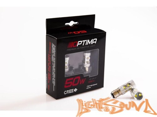 Optima Premium P21/5W CREE*10 LED*5W, 5100K, 50W, 12V (BaY15D), 1шт