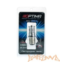 Optima MINI P21/5W, RED, CAN, CREE XB-D*10, 5500K, 50W, 12V (BaY15D), двухконтактная, 1шт