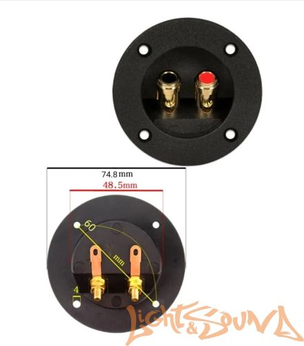 Терминал для подключения акустики D75 позолоченнный круглый, 1шт