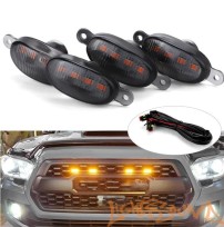  Ходовые габаритные огни в решетку радиатора черные (тонированные) овальные, оранжевый цвет 12В, 4шт