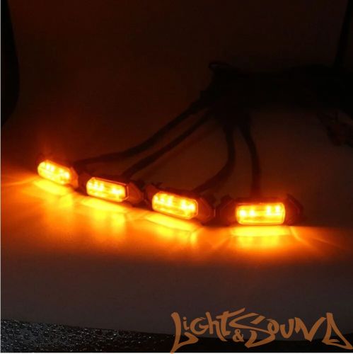 Ходовые габаритные огни в решетку радиатора черные, оранжевый цвет 12В, 5шт