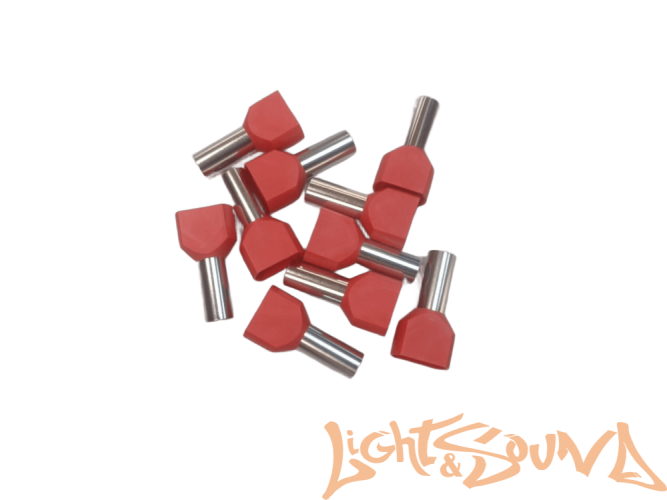 Клемма-втулка LS, металлическая, 10мм2,двойная, цвет красный, 1шт