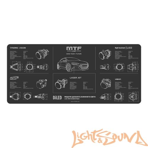 MTF light коврик черный BiLED для верстака, мягкий, 90x40cm