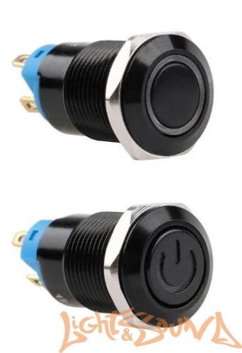 Кнопка включения LS 12мм,12-24В,с фиксацией, жёлтая подсветка