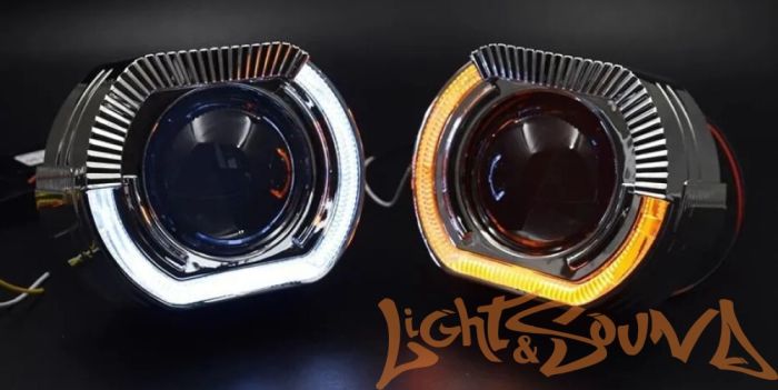 Бленда 2,5 дюйма LED ZX-007 Silver (Белый/Оранжевый) 1шт