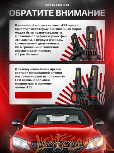 NTS AUTO A53 H7/H18, 12-24V, 12W, 6300K (2шт)