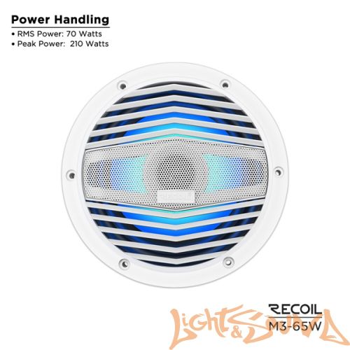 Recoil M3-65W Marine 6.5" (16,5 см), 2-полосная коаксиальная акустическая система для катера, белые