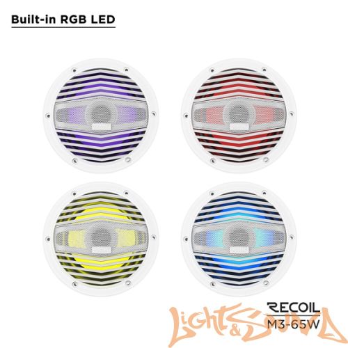 Recoil M3-65W Marine 6.5" (16,5 см), 2-полосная коаксиальная акустическая система для катера, белые