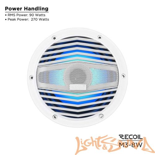 Recoil M3-8W Marine 8" (20 см), 2-полосная коаксиальная акустическая система для катера,белые