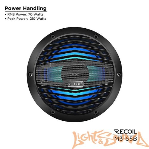 Recoil M3-65B Marine 6.5" (16,5 см), 2-полосная коаксиальная акустическая система для катера,чёрные