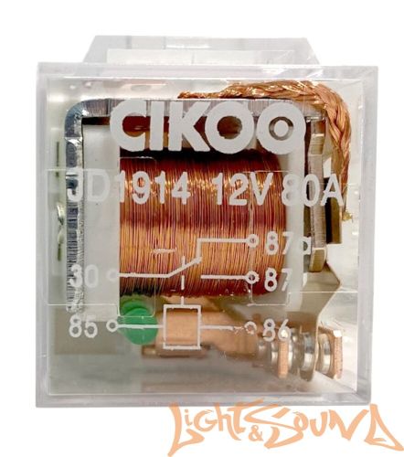 Реле силовое 12V 5 конт. 80A с индикатором,ушко+кронштейн