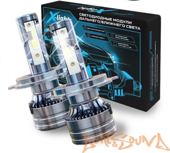 X-LIGHT bluebox H4, 60W, 6000K, 6000Lm, 9-36V (2шт)