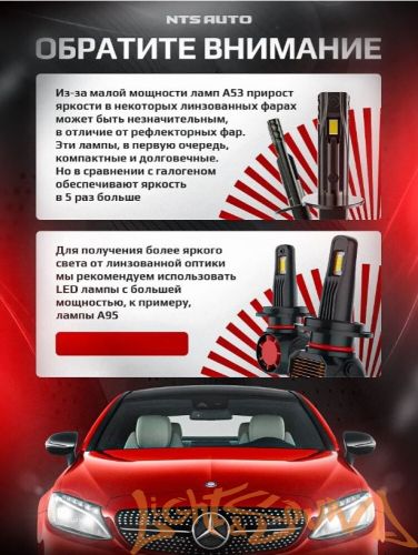 NTS AUTO A53 H1, 12-24V, 12W, 6300K (2шт)