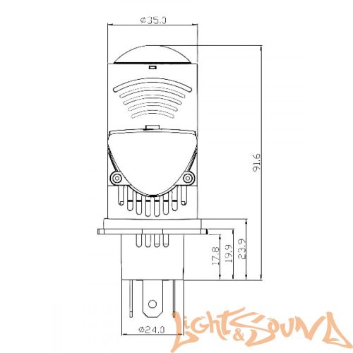 Светодиодные мини линзы SVS A10-PRO H4, 3000Lm, 6000K, 12V, кулер, 2шт