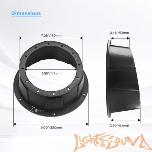 Подиумы пластиковые Recoil USP65B 6,5" (16см), чёрные, 2шт