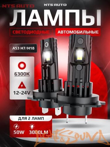 NTS AUTO A53 H7/H18, 12-24V, 12W, 6300K (2шт)