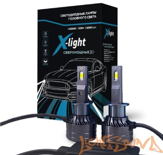 X-LIGHT bluebox H1, 60W, 6000K, 6000Lm, 9-36V (2шт)
