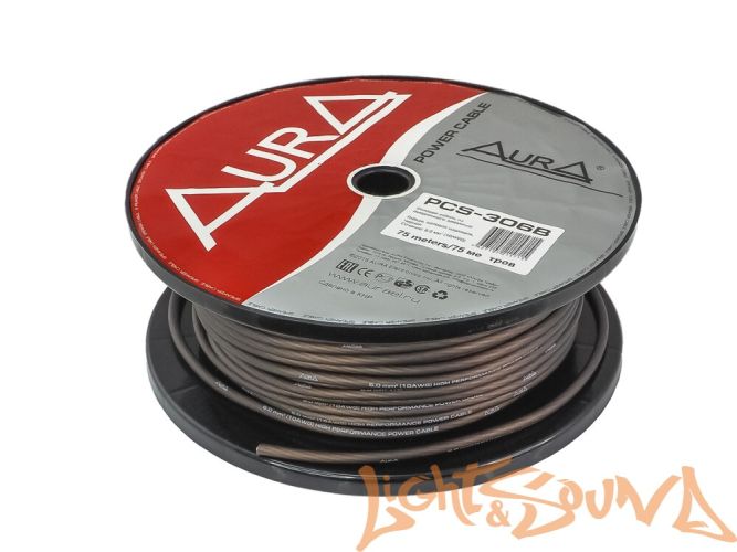 Aura PCS-306B  Кабель силовой, чёрный, 10GA/6мм2, 75м в катушке