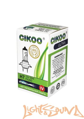 CIKOO, CG0114, H7 4X (супер белый) 12V, 55W Галогенная лампа (1шт)