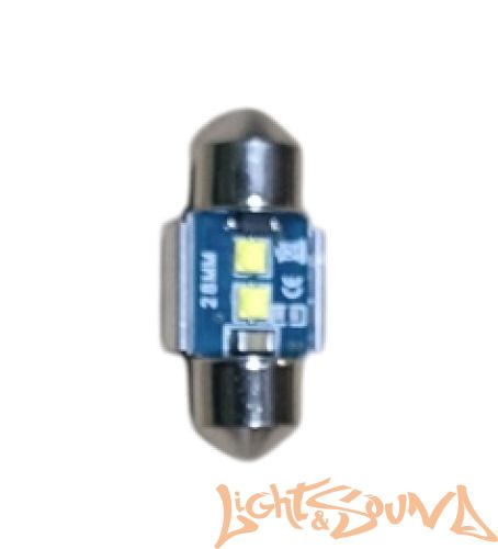 Светодиод C5W SJ-2835-6SMD (28мм) белый, 12V, 1шт