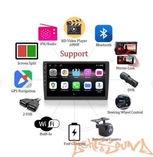 HIPPCRON AZJ-72 2din  4x50Bт USB/MP3/FM/Wi-Fi/Bluetooth, память 2/32гб 7дюймов