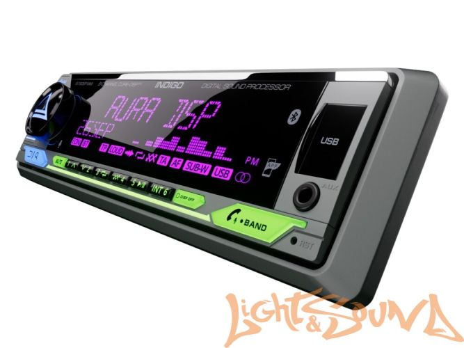 Aura INDIGO-879DSP-MKII USB-ресивер, 4х51w, USB (1.2A)/FM/AUX/BT,4RCA,DSP,RGB подсветка