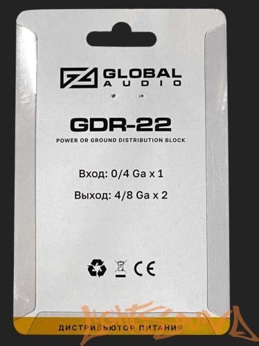 Global Audio GDR-22 Дистрибьютор питания, 1х0/4Ga вход, 2х4/8Ga выход