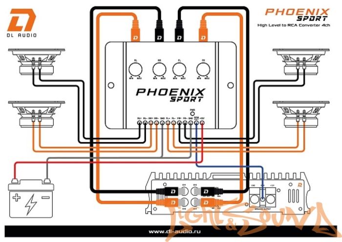 DL Audio Phoenix Sport High Level To RCA Converter 4ch преобразователь высокого уровня